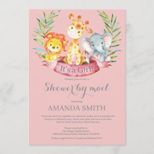 Safari Oerwoud Girl-Baby shower per post Kaart