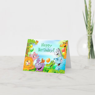 Safari oerwoud glimlachte dieren Happy Birthday Kaart