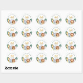 Safari Oerwoud Greenery 1e verjaardag Favor Ronde Sticker (Vel)