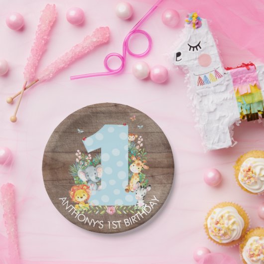 Safari Oerwoud Jongens 1e Verjaardag 7" Bord (Feest)