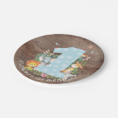 Safari Oerwoud Jongens 1e Verjaardag 7" Bord (Gekanteld)