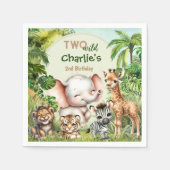 Safari Oerwoud Leuke Dieren Twee Wilde 2e Verjaard Servet (Voorkant)