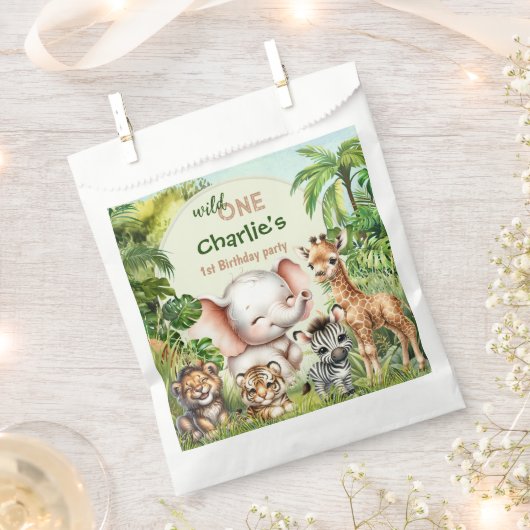 Safari Oerwoud Leuke Dieren Wild Een 1e Verjaardag Bedankzakje (Geknipt)