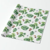 Safari Oerwoud Monkey Butterfly Toucan Greenery Cadeaupapier (Uitgerold)