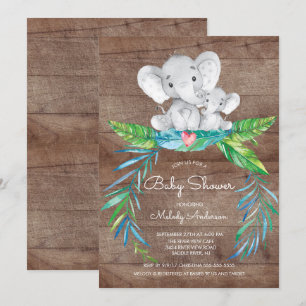 Safari Oerwoud Olifant Boys Baby shower Uitnodigin Kaart