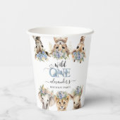 Safari Oerwoud Schattige Blue Boy 1st Birthday Papieren Bekers (Achterkant)