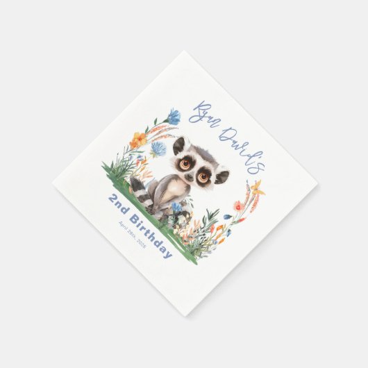 Safari Oerwoud Schattigee Waterverf Aap Verjaardag Servet (Hoek)