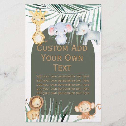 Safari Oerwoud Thema DIY Custom Sheets (Voorkant)