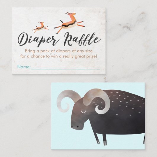 Safari & Oerwoud Thema Luier Raffle Behuizing Kaar Informatiekaartje (Voorkant / Achterkant)