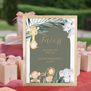 Safari Oerwoud Theme Party Favors Sign Poster