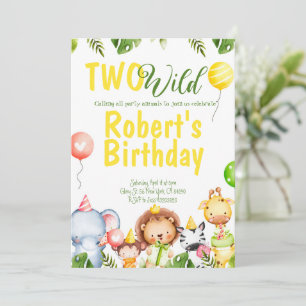 Safari Oerwoud Two Wild Birthday Invitation Kaart