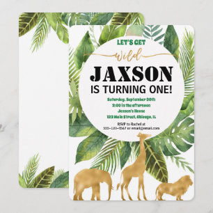 Safari oerwoud verjaardagsuitnodiging voor jongen  kaart