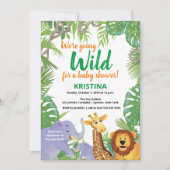 Safari Oerwoud Wilde Dieren Greenery Baby shower Kaart (Voorkant)