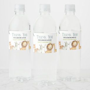 Safari Oerwoud Zoo Animal Birthday Party Favor Waterfles Etiket