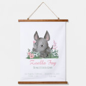 Safari Oerwoud Zoo Animal Rhino Decor Hangend Wandkleed (Voorkant)