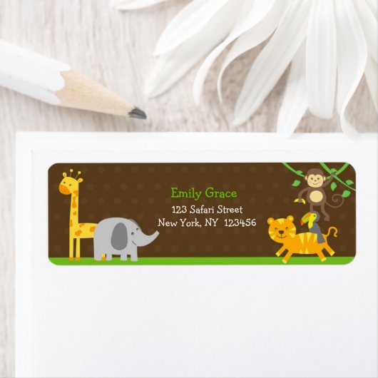 Safari Oerwoud Zoo Animals Retouradreslabels Etiket (Insitu)