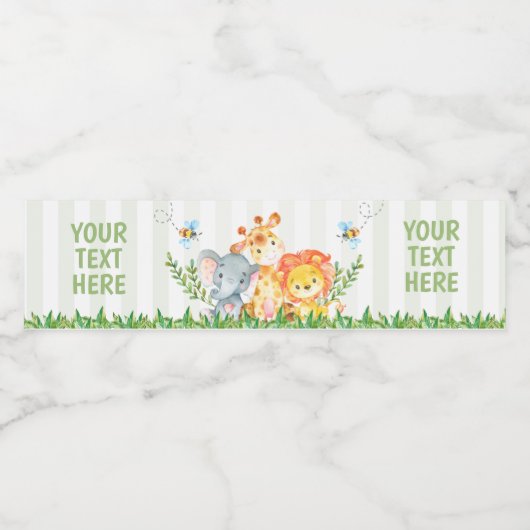 Safari Oerwoud Zoo Dieren Waterflesetiket Waterfles Etiket (Enkel label)