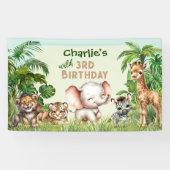 Safari Oerwoud ZOO Leuke Dieren Wild 3e Verjaardag Spandoek (Horizontaal)