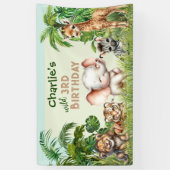 Safari Oerwoud ZOO Leuke Dieren Wild 3e Verjaardag Spandoek (Verticaal)