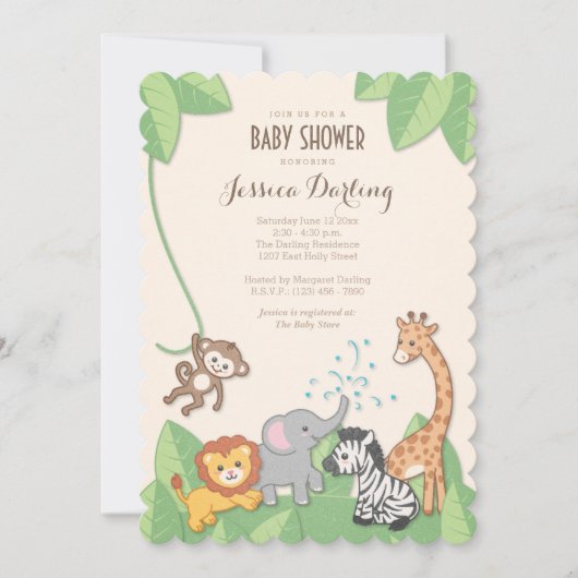 Safari Oerwouden Modern Baby shower Kaart (Voorkant)