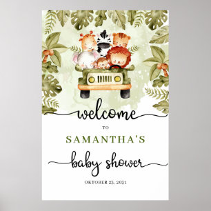 Safari oerwouden truck baby shower welkom poster