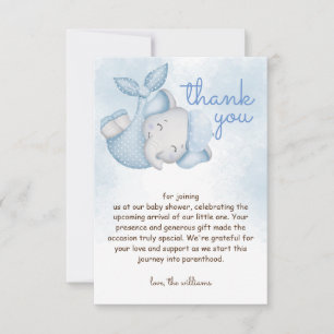 Safari olifant baby jongen shower bedankkaart