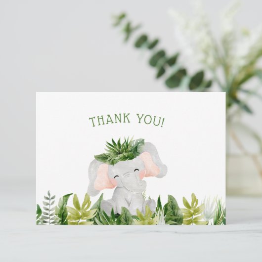 Safari Olifant dank u Bedankkaart (Staand voorkant)