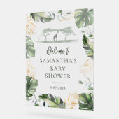 Safari Palm Feuille Script Baby shower Bienvenue (Angle)