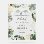 Safari Palm laat Script Baby shower welkom Acryl Bord (Voorkant)