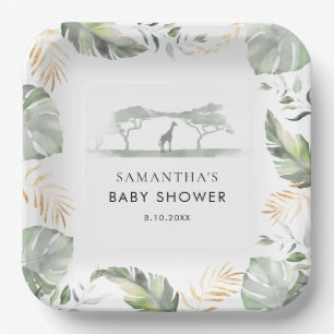 Safari Palm Leaves Giraffe Baby shower Papieren Bordje