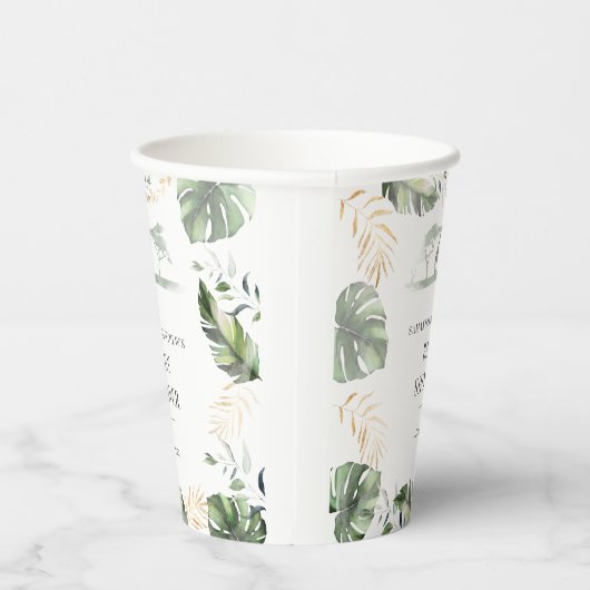 Safari Palm Leaves Koppels Baby shower Papieren Bekers (Rechts)