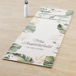 Safari Palmbladeren Nieuwgetrouwd Botanisch Schrif Yogamat