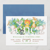 Safari Park 1er Anniversaire Invitations (Devant / Derrière)