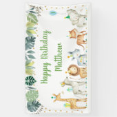 Safari Party Animal Oerwoud Birthday Spandoek (Verticaal)