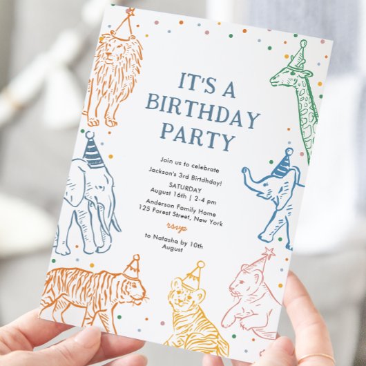 Safari Party Animaux Anniversaire Invitation