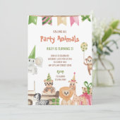 Safari Party Animaux Anniversaire Invitation (Debout devant)