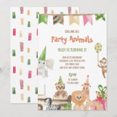 Safari Party Animaux Anniversaire Invitation (Devant / Derrière)