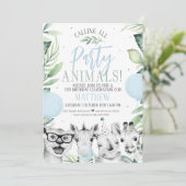 Safari Party Animaux Anniversaire Invitation pour (Debout devant)