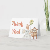 Safari Party Animaux Anniversaire Merci Cartes (Devant)