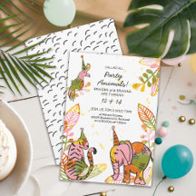 Safari Party Dieren Hand getrokken Kind Joint Verj
