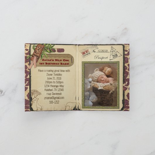 Safari Paspoort Uitnodiging (Binnen)
