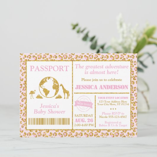 Safari Passport Baby shower Uitnodiging (Staand voorkant)