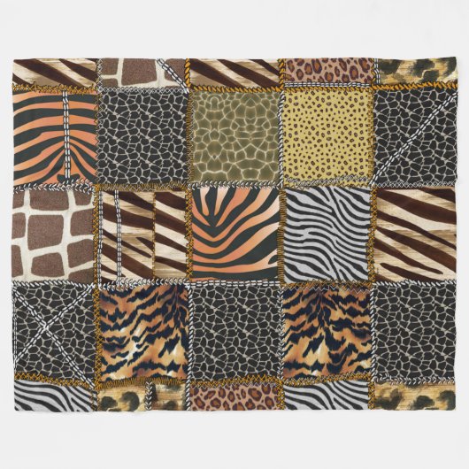 Safari patchwork Fleece Blanket, groot (Voorkant (Horizontaal))
