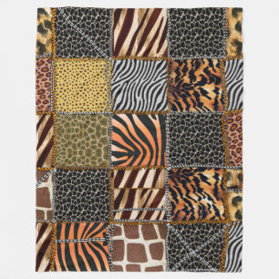Safari patchwork Fleece Blanket, groot Deken