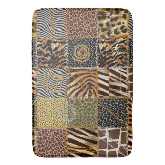 Safari patchwork Large Bath Mat (Voorkant Verticaal)