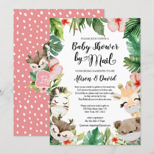 Safari Pink Floral Greenery Girl Shower per post i Kaart
