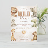 Safari Plush Baby shower Uitnodiging (Staand voorkant)