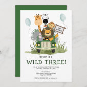 Safari pour enfants Invitation d'anniversaire (Devant / Derrière)