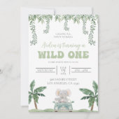 Safari Première Invitation d'anniversaire Soft Gre (Devant)