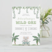 Safari Première Invitation d'anniversaire Soft Gre (Debout devant)
